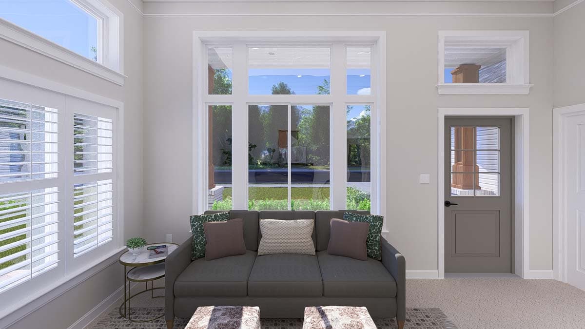 Plan 61508UT: Two-Story Traditional Home Plan with Bonus Above and Home Office - 2845 Sq Ft - Image #8 - Craftsman, Traditional