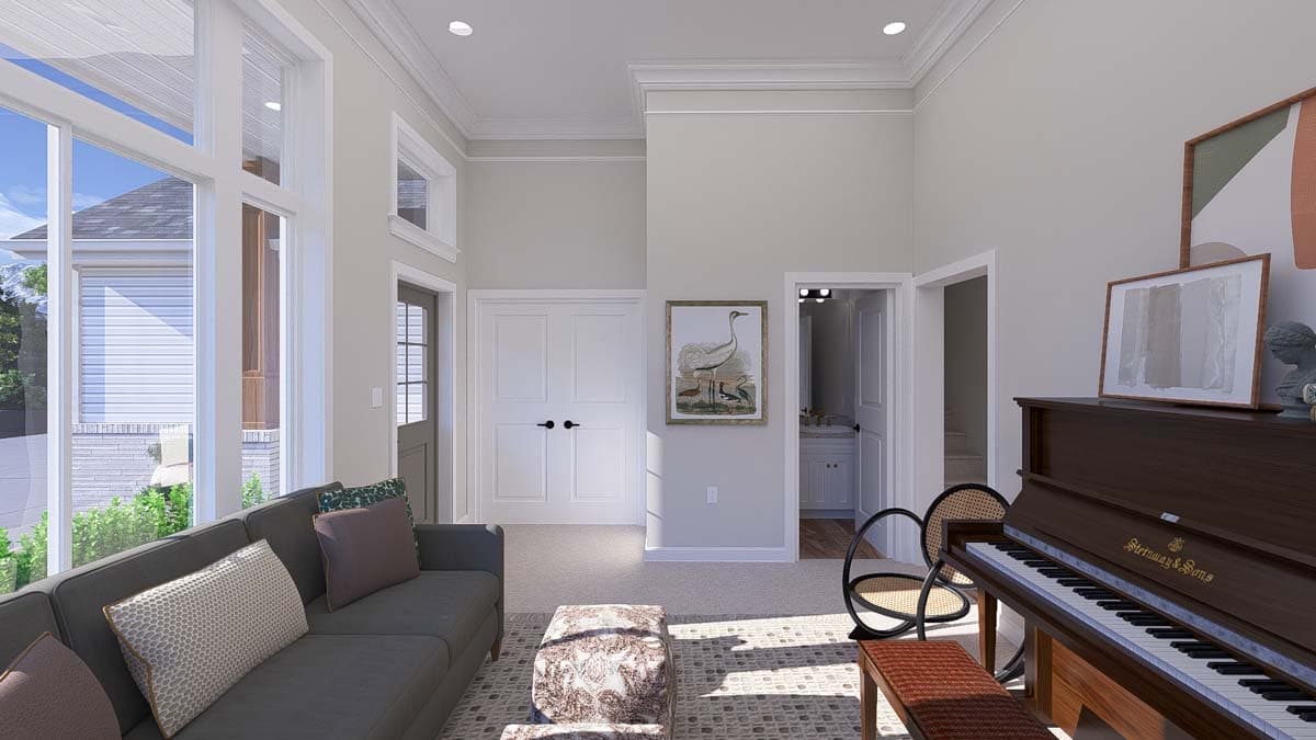 Plan 61508UT: Two-Story Traditional Home Plan with Bonus Above and Home Office - 2845 Sq Ft - Image #9 - Craftsman, Traditional