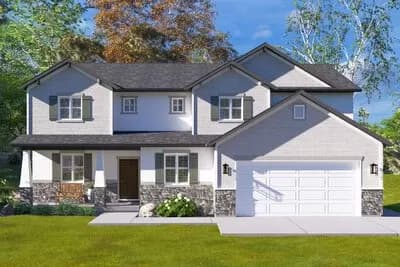 5-Bed New American Home Plan with Two Story Great Room - 3237 Sq Ft