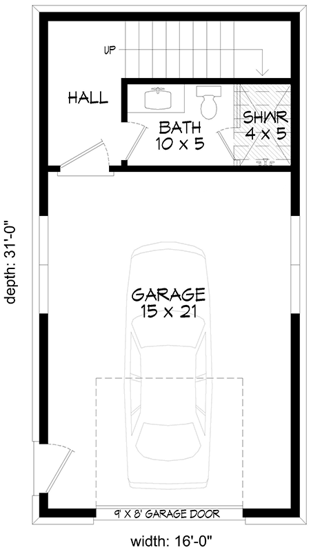 Plan 680345VR: 2-Story Farmhouse Style Garage Plan with Storage Room Above - 496 Sq Ft - Floor Plan - Main Level - Country, Farmhouse