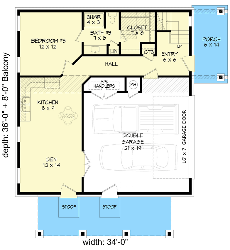 Plan 680348VR: Three-Story Mountain Plan with 3rd Floor Rec Room and Office - 2663 Sq Ft - Floor Plan - Main Level - Mountain, Ranch