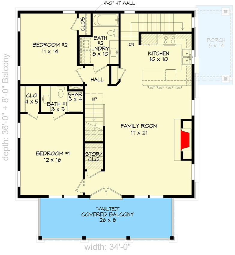 Plan 680348VR: Three-Story Mountain Plan with 3rd Floor Rec Room and Office - 2663 Sq Ft - Floor Plan - 2nd Floor - Mountain, Ranch