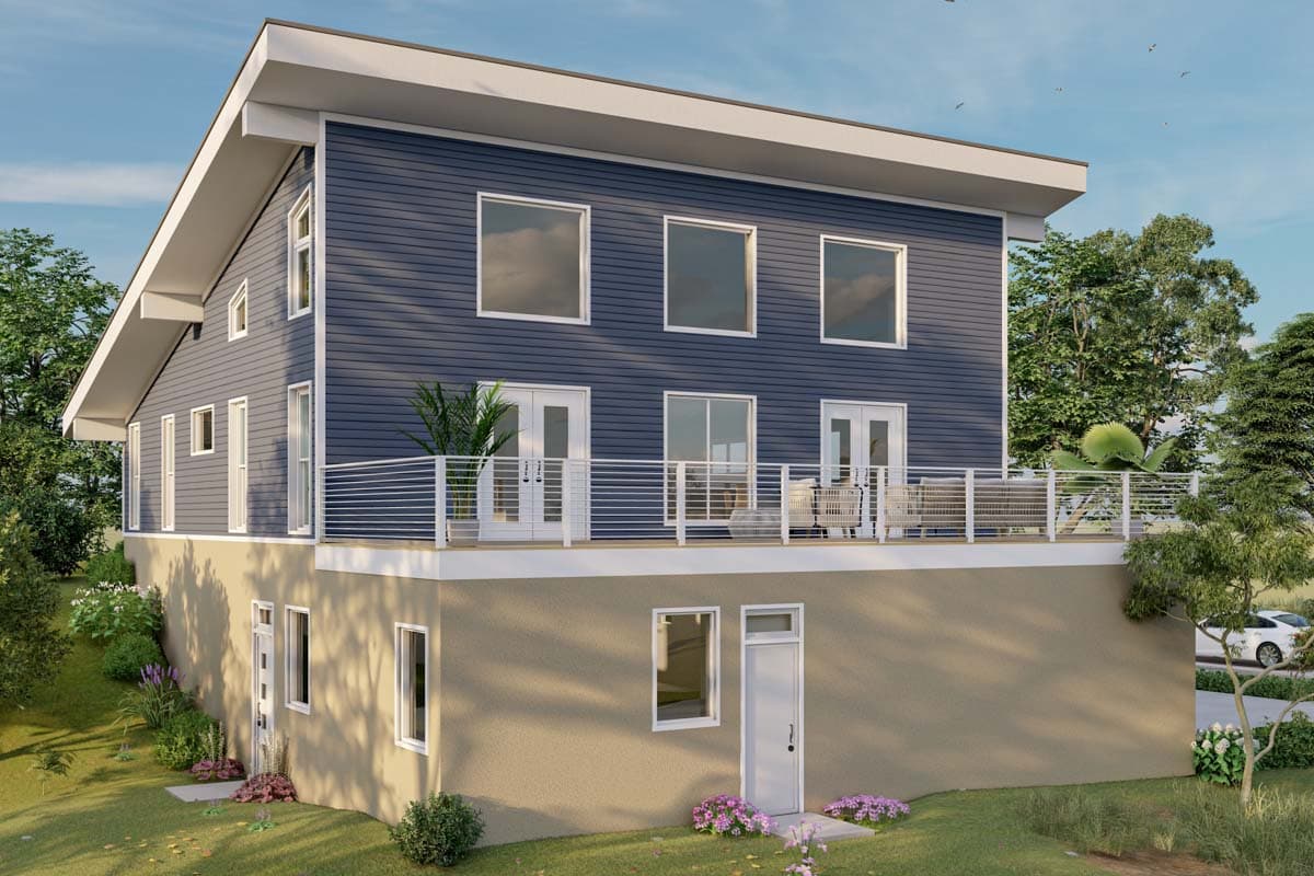 Plan 680350VR: 4-Bed Contemporary Home Plan Rooftop Deck and Loft - Image #4 - Contemporary, Modern