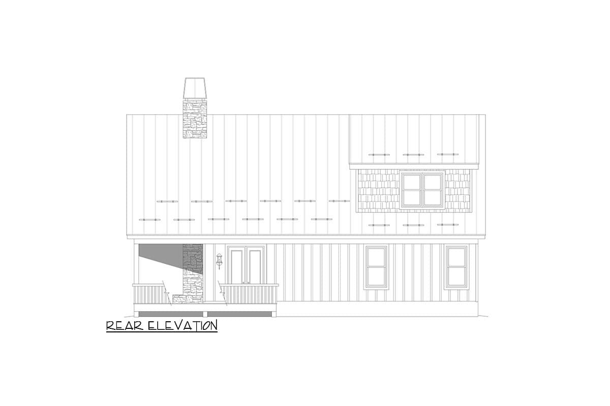 Plan 680355VR: Two-Story Lake House Plan with Wrap Around Porch - 1784 Sq Ft - Image #5 - Cabin, Country