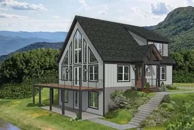 3-Bed Country Home Plan with Wrap Around Porch and Two Story Great Room - 2037 Sq Ft