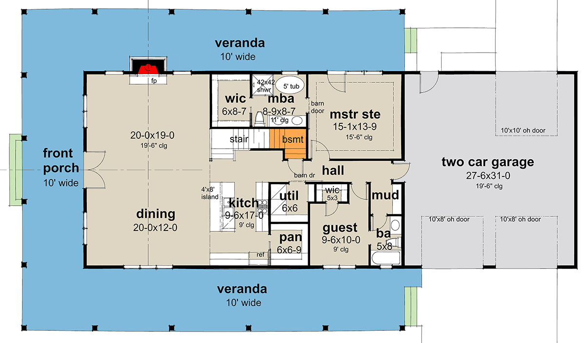Plan 16930WG: 3-Bed Barndominium-Style Modern Farmhouse with Vaulted Great Room - 2,218 Sq Ft - Floor Plan - Main Level - Barndominium, Country, Modern Farmhouse, New American, Rustic
