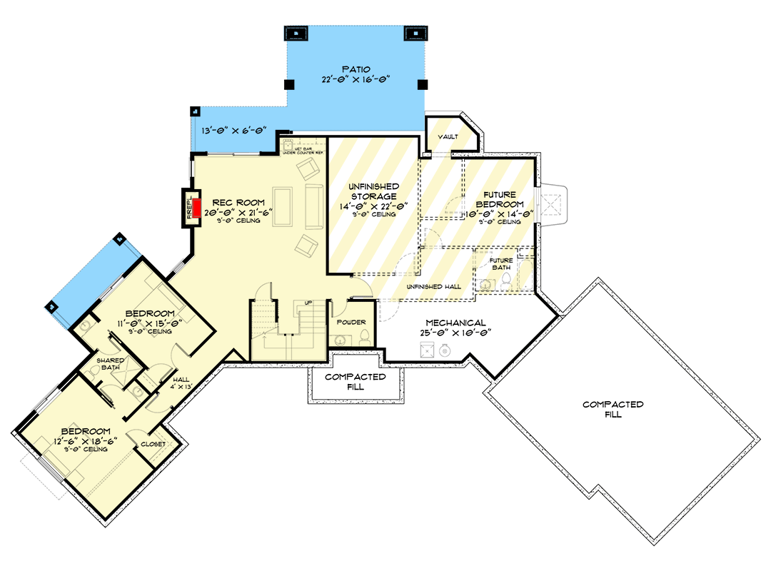 Plan 520001RKY: Craftsman House Plan with Angled Garage and Master Suite - 2450 Sq Ft - Floor Plan - Lower Level - Craftsman, Mountain, Ranch