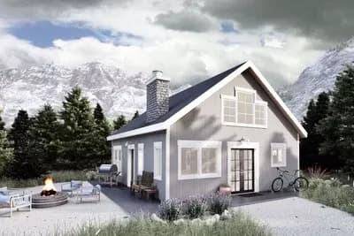 Two Bedroom ADU House Plan with Vaulted Ceiling and Lots of Light - 753 Sq Ft