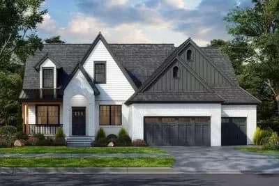 3-Bed Transitional House Plan with Main Level Master and Flex Room Upstairs - 2239 Sq Ft