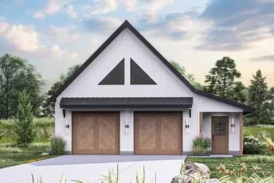 2-Bay Garage Plan with Workshop - 1057 Sq Ft