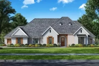 4-Bed Southern Home Plan with Split Beds and Study - 2397 Sq Ft