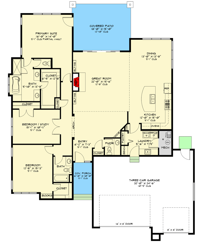 Plan 520005RKY: 4-Bed Modern House Plan with Optional Lower Level Expansion - 2275 Sq Ft - Floor Plan - Main Level - Contemporary, Mid Century Modern, Modern