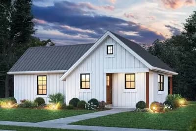 ADU Country Cottage Home Plan with 1 Bed Under 700 Sq Ft