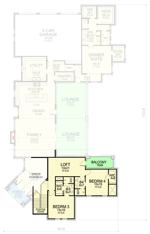 Plan 36703TX: Two-Story Contemporary Home Plan with Game Room and Loft - 4663 Sq Ft - Floor Plan - 2nd Floor - Contemporary, Transitional