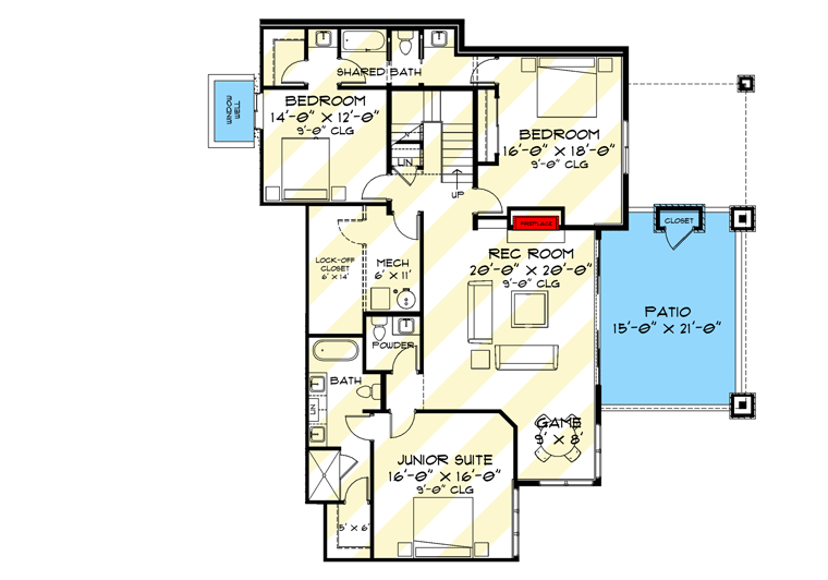 Plan 520011RKY: Ski-In / Ski-Out Mountain Lodge with Optional Finished Lower Level - 3068 - Floor Plan - Optionally Finished Lower Level - Contemporary, Craftsman, Mountain