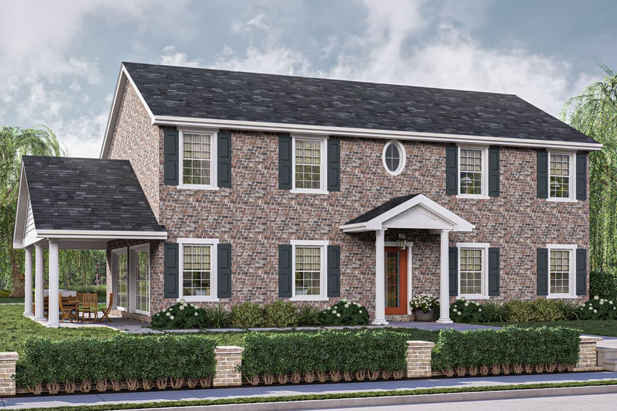 Plan 623374DJ: 2-Bed Colonial Style Home Plan with Two Story Great Room and Loft - 1695 Sq Ft - Image #5 - Colonial, Traditional