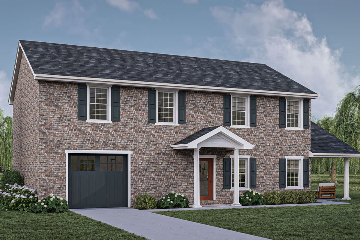 Plan 623374DJ: 2-Bed Colonial Style Home Plan with Two Story Great Room and Loft - 1695 Sq Ft - Image #8 - Colonial, Traditional