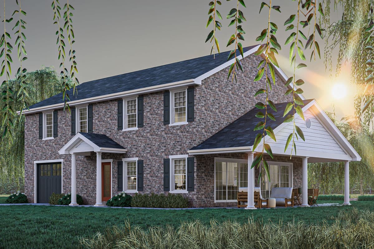 Plan 623374DJ: 2-Bed Colonial Style Home Plan with Two Story Great Room and Loft - 1695 Sq Ft - Image #9 - Colonial, Traditional