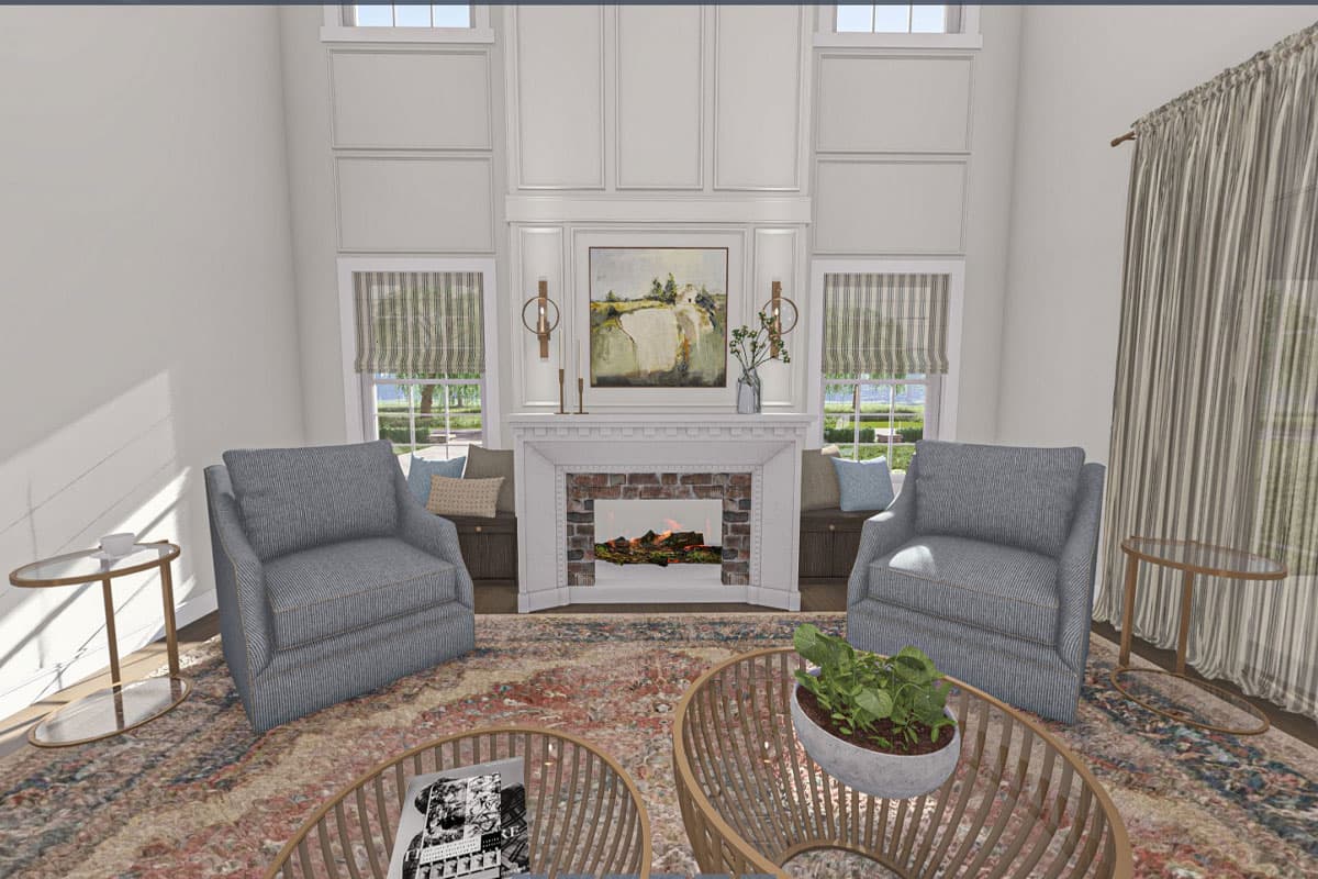 Plan 623374DJ: 2-Bed Colonial Style Home Plan with Two Story Great Room and Loft - 1695 Sq Ft - Virtual Tour Cover Image - Colonial, Traditional