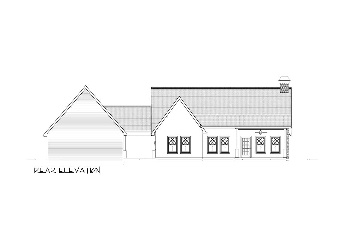 Plan 744511ABR: 3-Bed Contemporary Tudor Cottage House Plan with Detached Garage - 1614 Sq Ft - Image #10 - Cottage, European, Southern, Southern Traditional, Tudor
