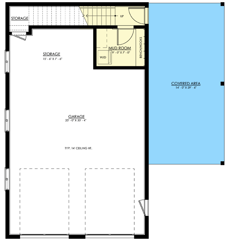 Plan 270103AF: 2-Bed European-Style Carriage House with Carport - 1139 Sq Ft - Floor Plan - Main Level - Carriage, French Country