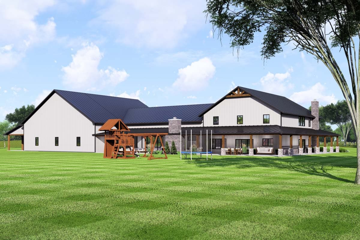 Plan 135256GRA: 4-Bed Barndominium with Two-Story Great Room and Event Space - 4013 Sq Ft - Image #4 - Barndominium, Country, Craftsman