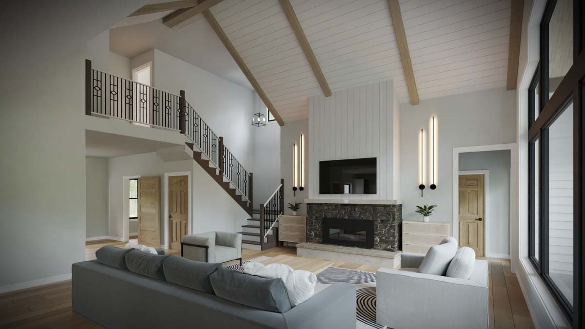 Plan 911040JVD: 3-Bed Modern Farmhouse Plan with Home Office and Barndominium Wtyle Garage - 2796 Sq Ft - Image #5 - Barndominium, Modern Farmhouse, New American, Traditional