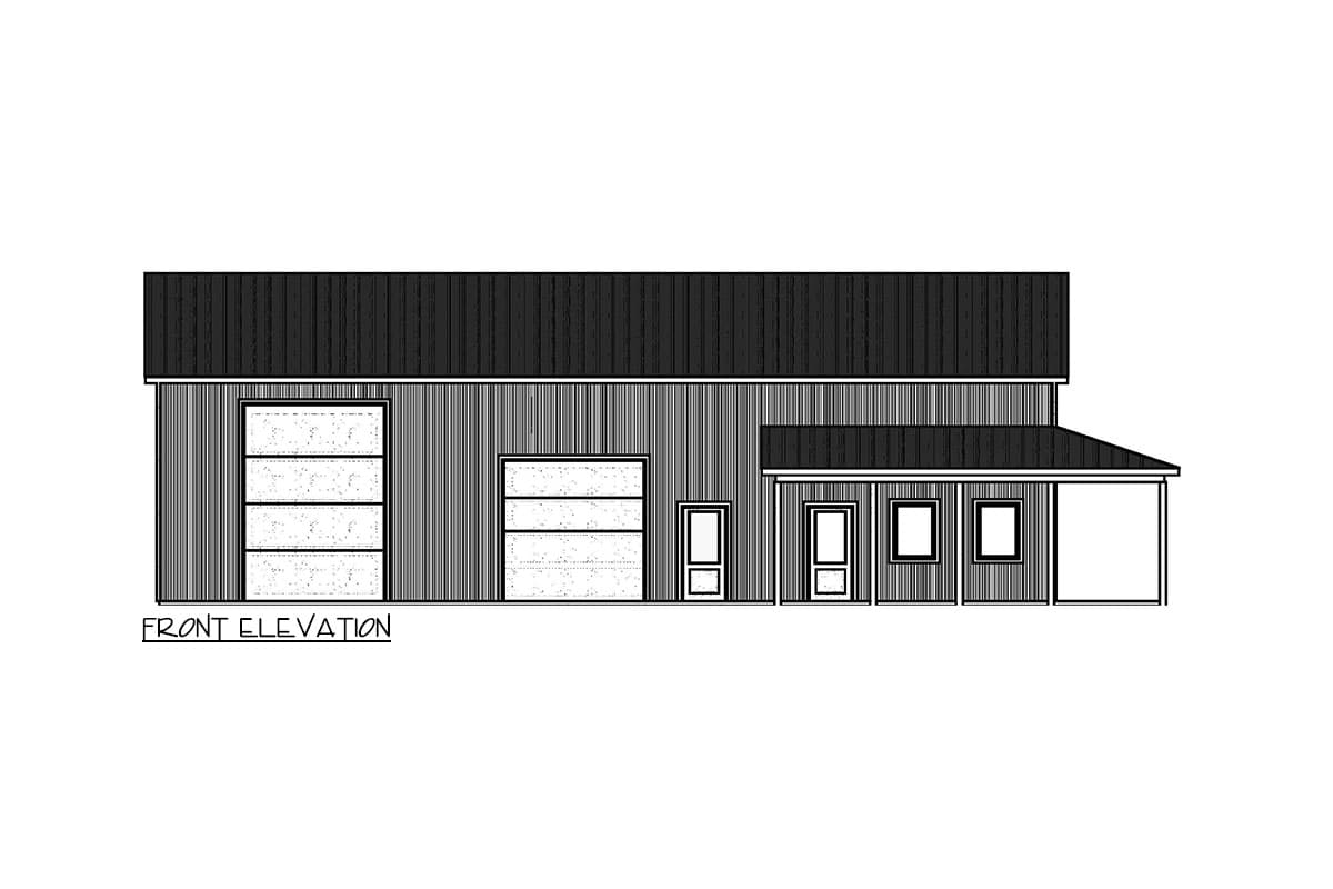 Plan 911041JVD: Post-Frame Barndominium Garage Workshop Plan with Vaulted Interior - 2697 Sq Ft - Image #6 - Barndominium, Country, Modern Farmhouse