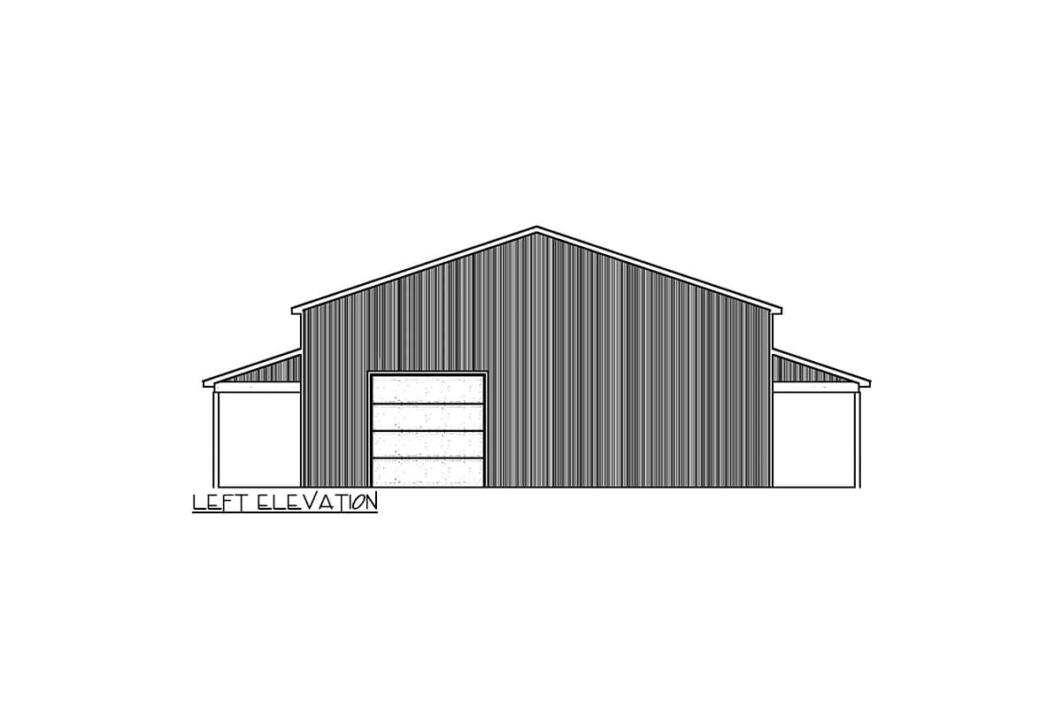 Plan 911041JVD: Post-Frame Barndominium Garage Workshop Plan with Vaulted Interior - 2697 Sq Ft - Image #7 - Barndominium, Country, Modern Farmhouse