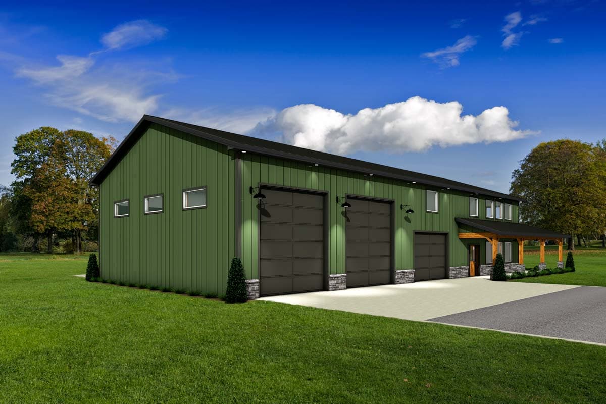 Plan 225003RBS: 3-Bed Barndominium-Style Farmhouse Plan with Bonus Room and Workshop Garage - 3188 Sq Ft - Image #5 - Barndominium, Country, Farmhouse