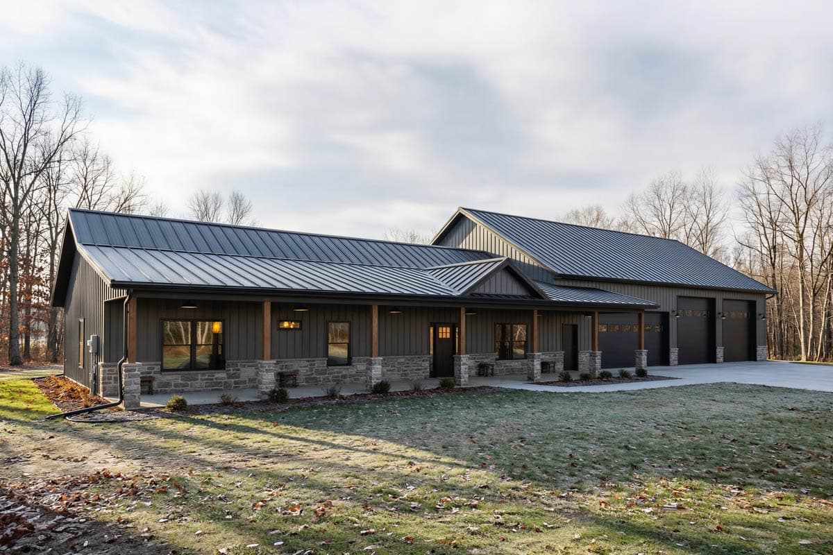 Plan 225007RBS: Expansive Barndominium House Plan with RV Garage - Image #2 - Barndominium, Country