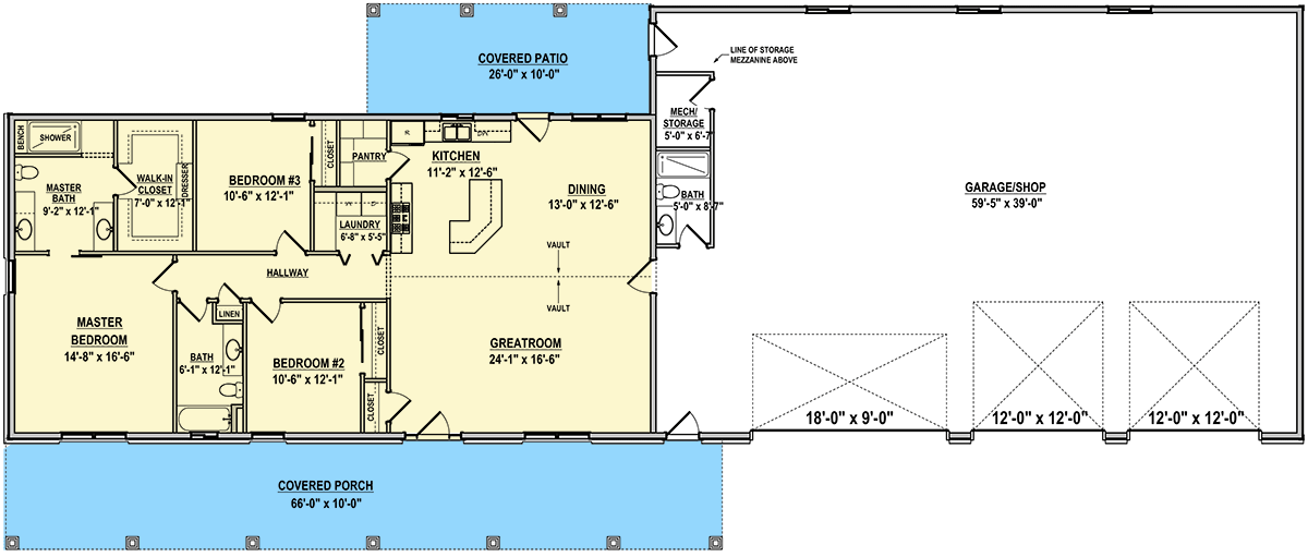 Plan 225007RBS: Expansive Barndominium House Plan with RV Garage - Floor Plan - Main Level - Barndominium, Country