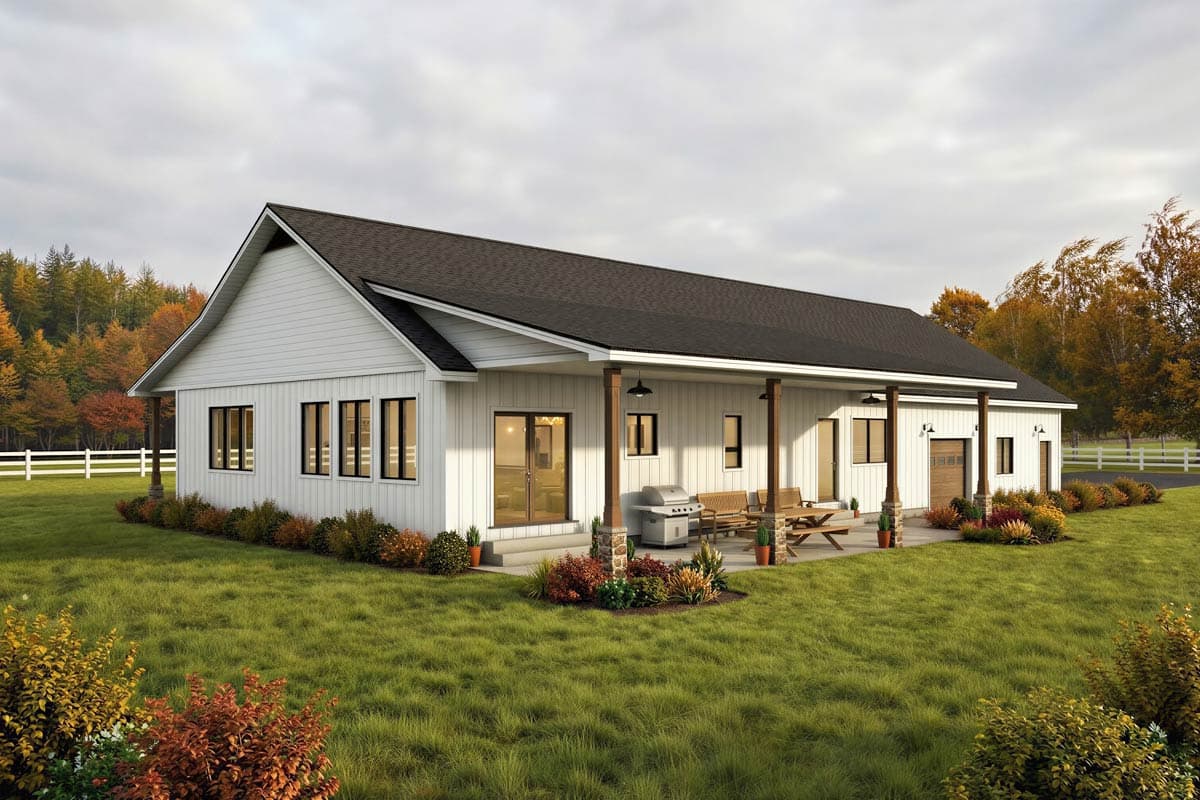 Plan 225009RBS: 1805 Sq Ft Country Barndominium House Plan with 1235 Sq Ft 3-Car Garage - Image #4 - Barndominium, Country, Southern, Traditional
