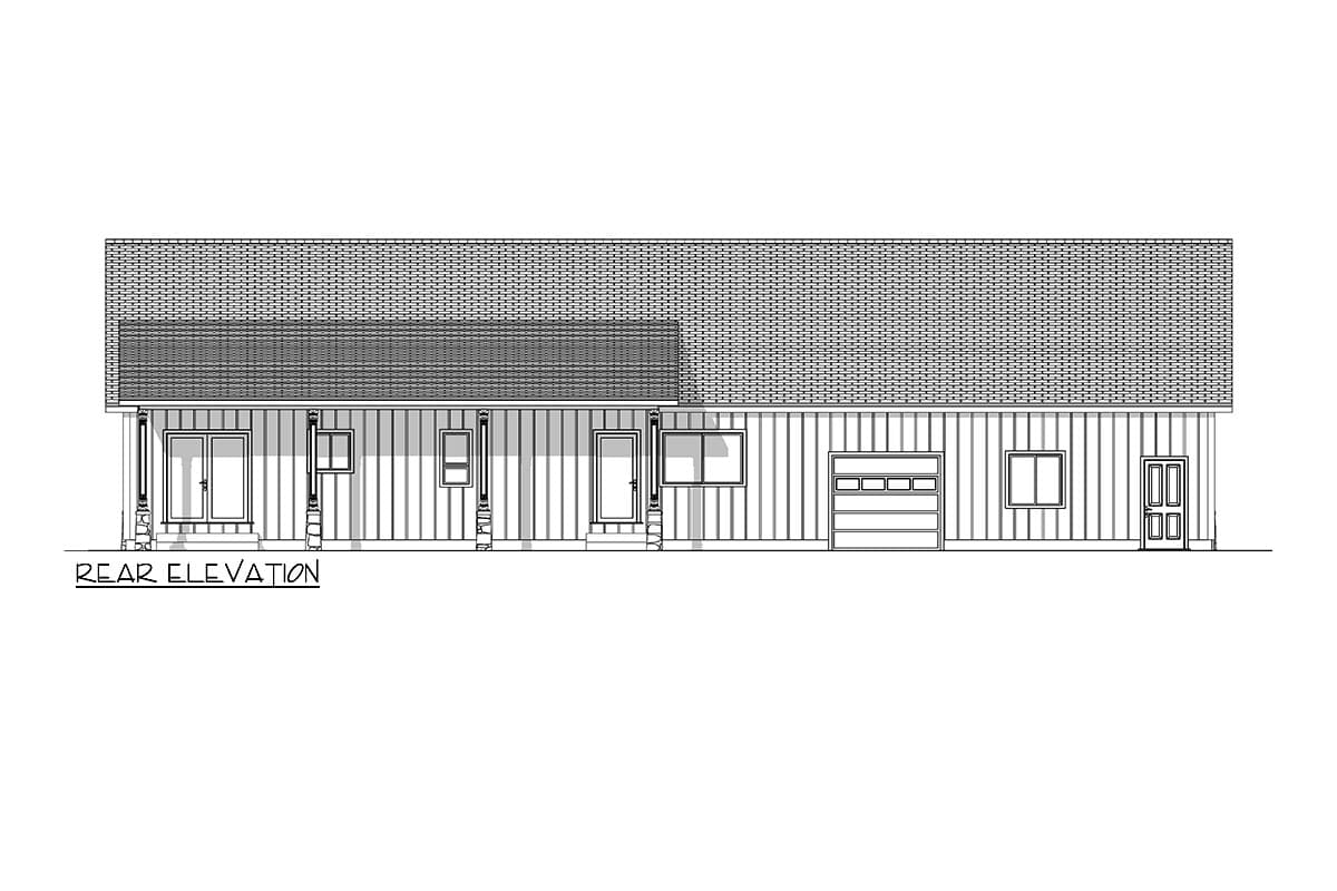 Plan 225009RBS: 1805 Sq Ft Country Barndominium House Plan with 1235 Sq Ft 3-Car Garage - Image #7 - Barndominium, Country, Southern, Traditional
