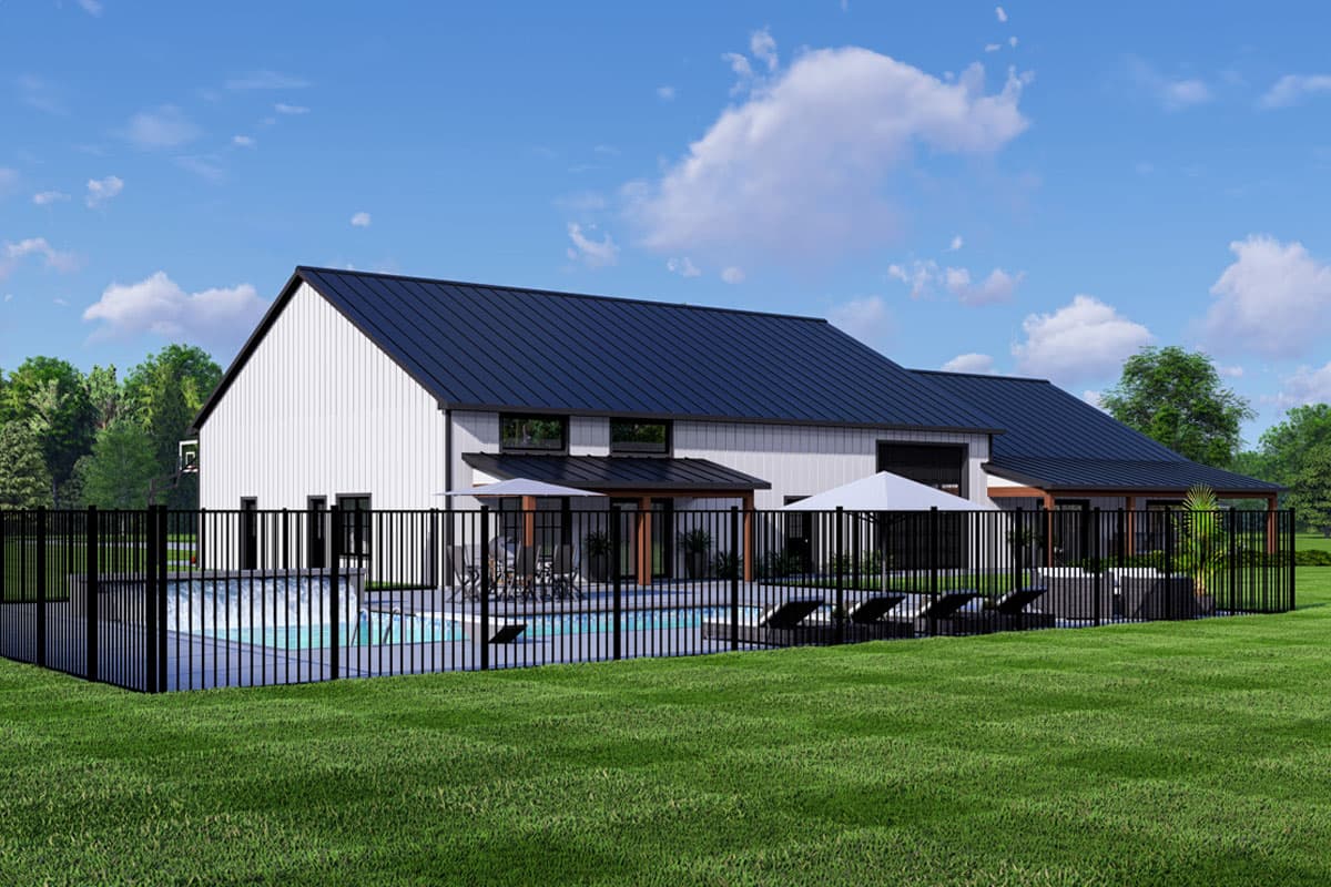 Plan 135257GRA: 3-Bed Barndominium House Plan with Clustered Beds and Attached Pool House - 2556 Sq Ft - Image #4 - Barndominium, Country