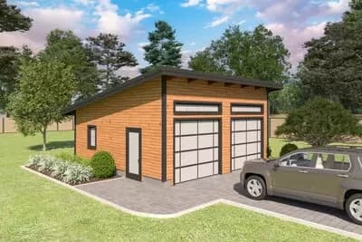 Rusic Post and Beam 2-Car Garage with Shed Roof - 576 Sq Ft