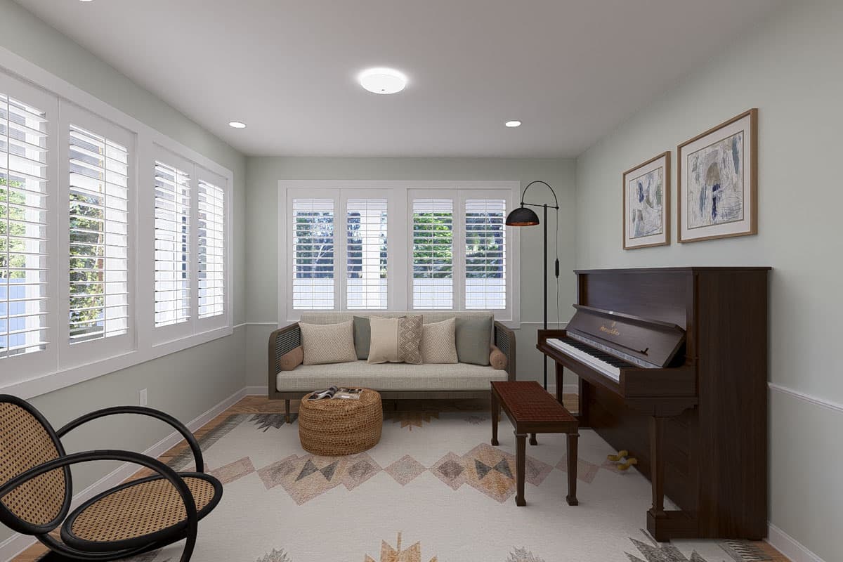 Plan 61513UT: Two-Story Traditional Home Plan with Family Room and Upstairs Loft Above - 2587 Sq Ft - Image #9 - New American, Traditional