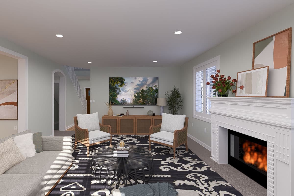 Plan 61513UT: Two-Story Traditional Home Plan with Family Room and Upstairs Loft Above - 2587 Sq Ft - Image #12 - New American, Traditional