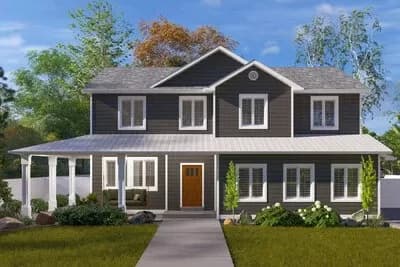 Two-Story Traditional Home Plan with Family Room and Upstairs Loft Above - 2587 Sq Ft