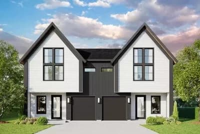 New American-Style Traditional Duplex with Matching 3-Bed 1300 Sq Ft Units
