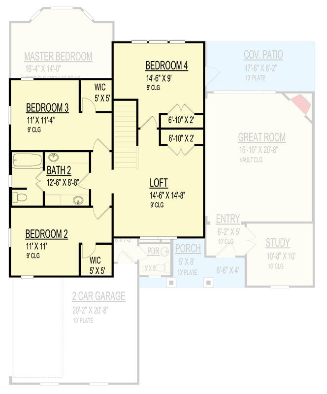 Plan 264180KMD: Two-Story Craftsman House Plan with Home Office - 2706 Sq Ft - Floor Plan - 2nd Floor - Country, Craftsman
