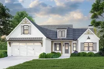 Inviting Modern Farmhouse Ranch House Plan with Flex Space and Bonus Over Garage