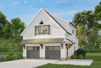 2-Car Detached Garage with 1 Bedroom Apartment Above - 950 Sq Ft Garage and 737 Sq Ft Apartment