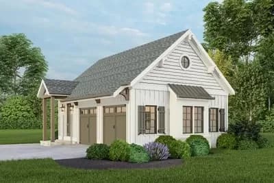 Modern Farmhouse 2-Car Garage Plan with Workshop Area