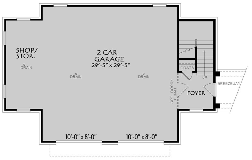 Plan 940005JNK: 2-Car Detached Garage Apartment with Workshop - 1,122 Sq Ft - Floor Plan - Main Level - Carriage, Country, Farmhouse, Modern Farmhouse, Traditional