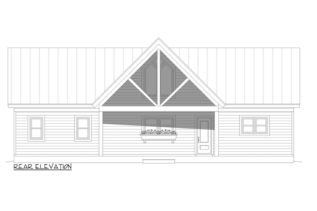Plan 680359VR: 2-Bed Lake House plan with Vaulted Great Room - 1485 Sq Ft - Image #4 - Craftsman, Mountain, Ranch
