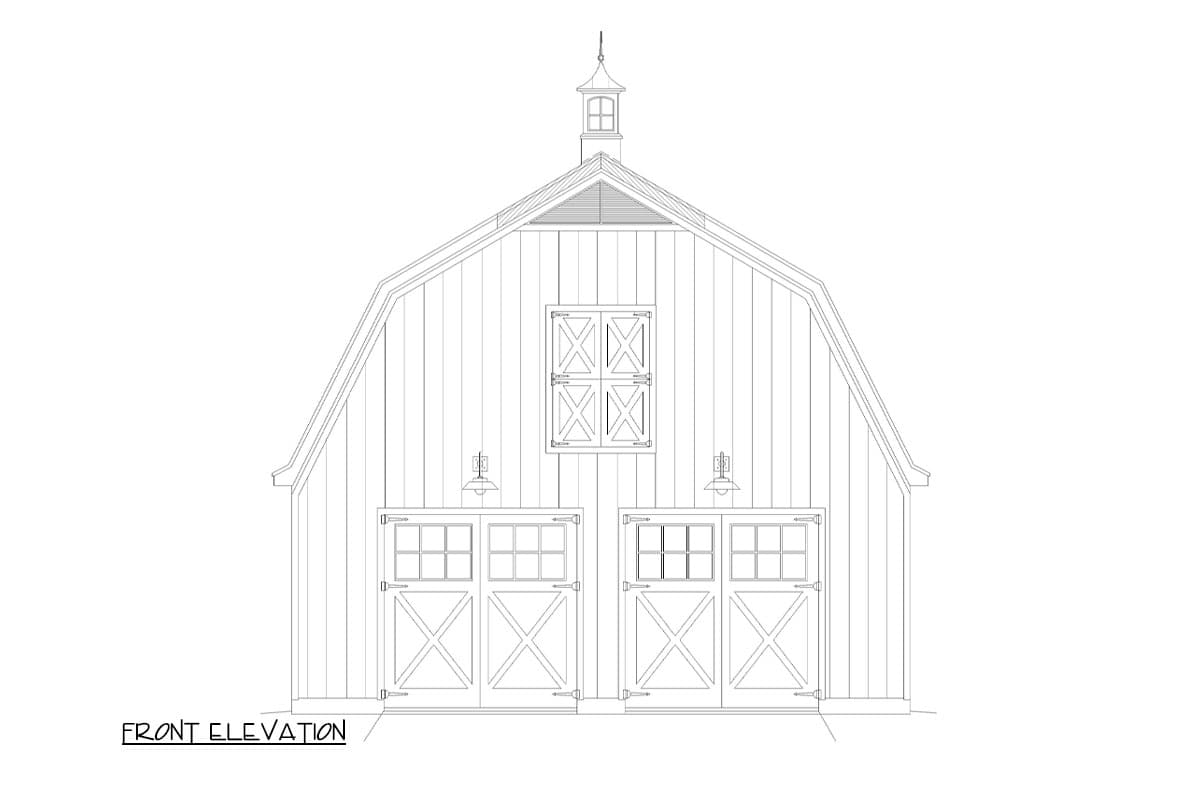 Plan 680360VR: 2-Car Barn-Style Garage with Loft and Workshop - 1243 Sq Ft - Image #4 - Country