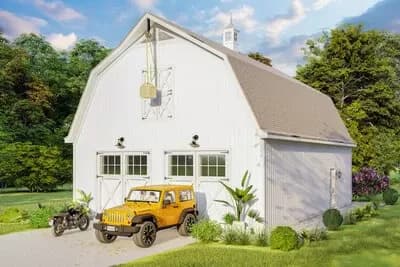 2-Car Barn-Style Garage with Loft and Workshop - 1243 Sq Ft