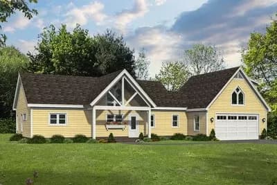2-Bed Country Ranch Home with Vaulted Porches - 1888 Sq Ft
