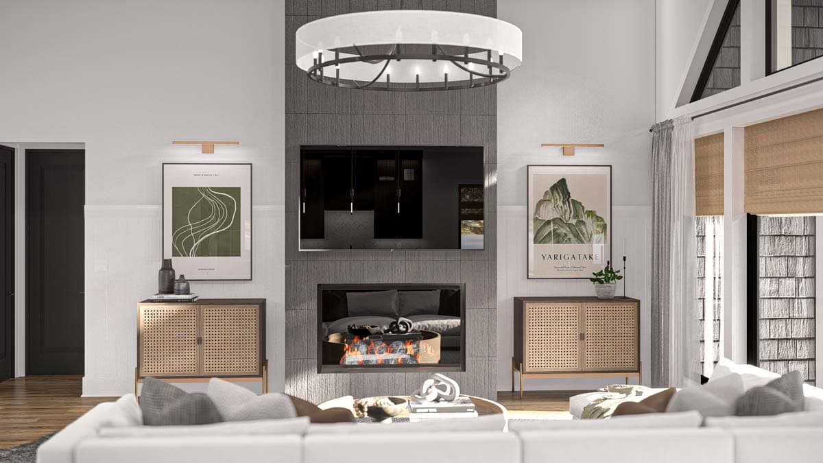 Plan 623376DJ: 2-Bed Lake House Plan with Clustered Beds and Cathedral Great Room - 2136 SQ Ft - Image #5 - Cottage, Country